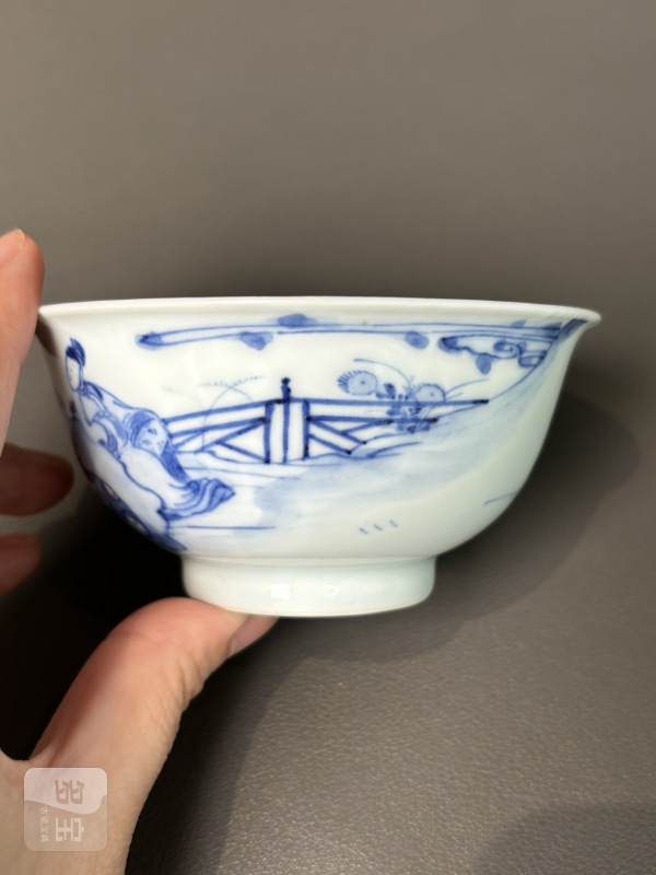 清雍正 青花高士图茶圆 - 图6